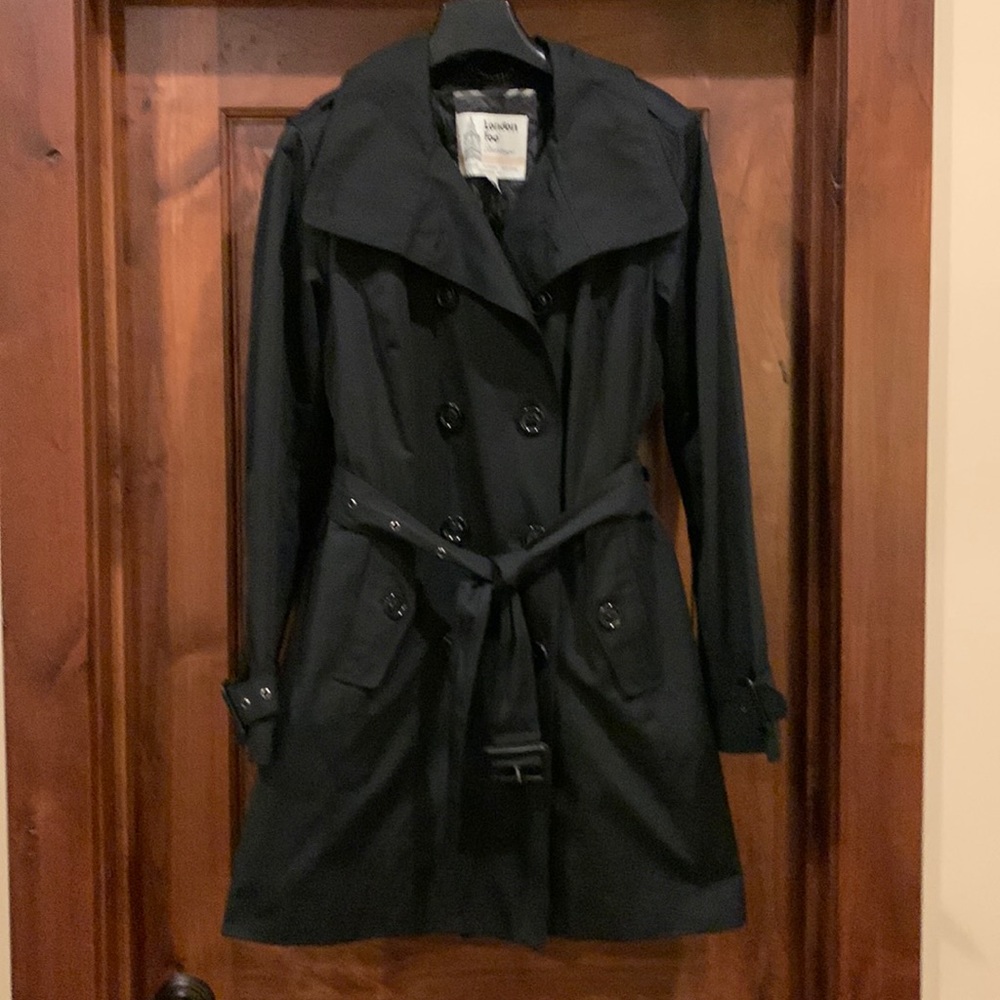 London Fog Heritage lined classic double-breasted black trench coat size L